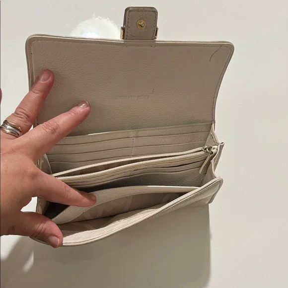 Michael Kors Beige Leather Wallet with Buckle - Picture 13 of 16